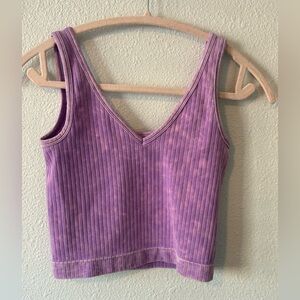 Zenana Outfitters Purple Ribbed Crop Top